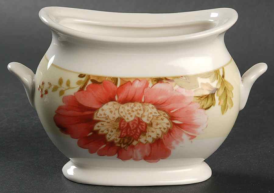 Summer Botanical Lutece Fleur Rouge Sugar Bowl No Lid by 222 Fifth (PTS)-1