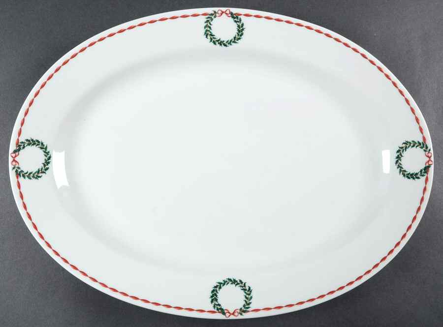 Holly Wreath 14" Oval Serving Platter by Laura Ashley-1