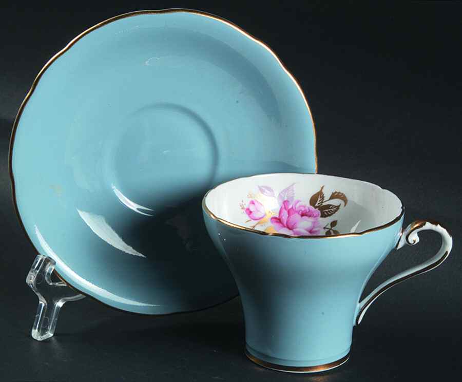 2225 Light Blue Flat Cup & Saucer Set by John  Aynsley & Sons-1