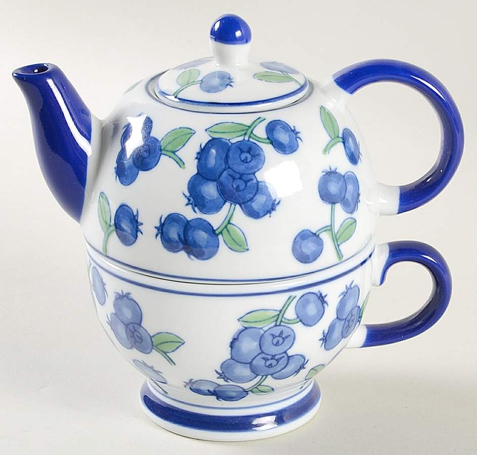 Blueberry Individual Teapot & Lid with Cup by April Cornell-1