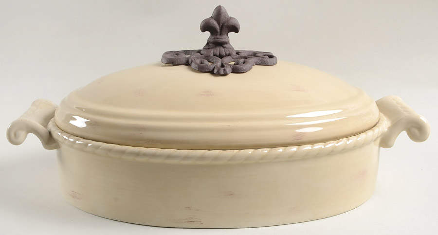 Tuscan Countryside Cream 3 Quart Oval Covered Casserole by Artimino-1