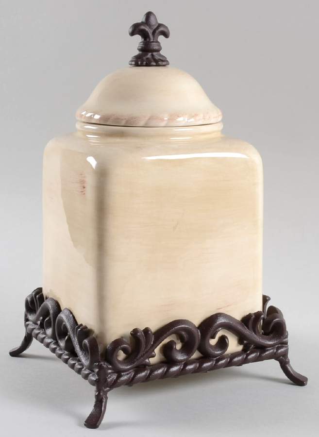 Tuscan Countryside Cream Large Canister W/Metal Base by Artimino-1