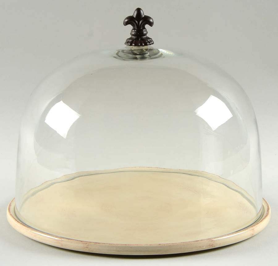Tuscan Countryside Cream Cake Plate with Glass Dome by Artimino-1