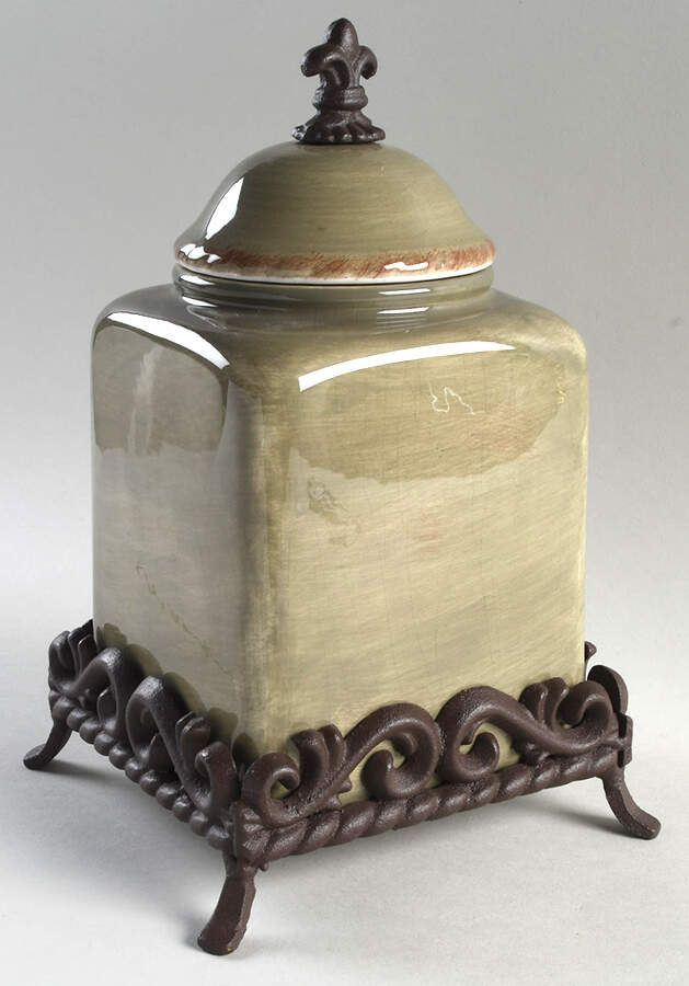 Tuscan Countryside Sage Green Large Canister W/Metal Base by Artimino-1