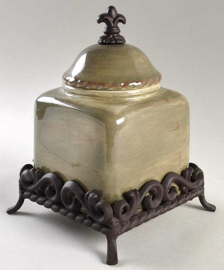 Tuscan Countryside Sage Green Small Canister with Metal Base by Artimino-1
