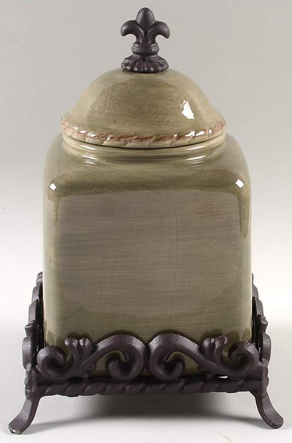 Tuscan Countryside Sage Green Medium Canister with Metal Base by Artimino-1