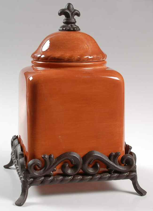 Tuscan Countryside Terra Cotta Medium Canister with Metal Base by Artimino-1