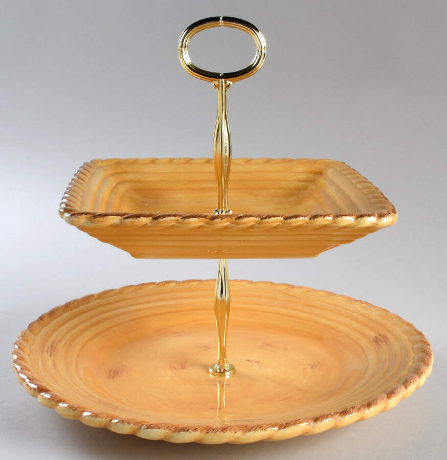 Tuscan Countryside Yellow 6 5/8"-10"  2 Tiered Serving Tray (Dp, Sp) HC by Artimino-1