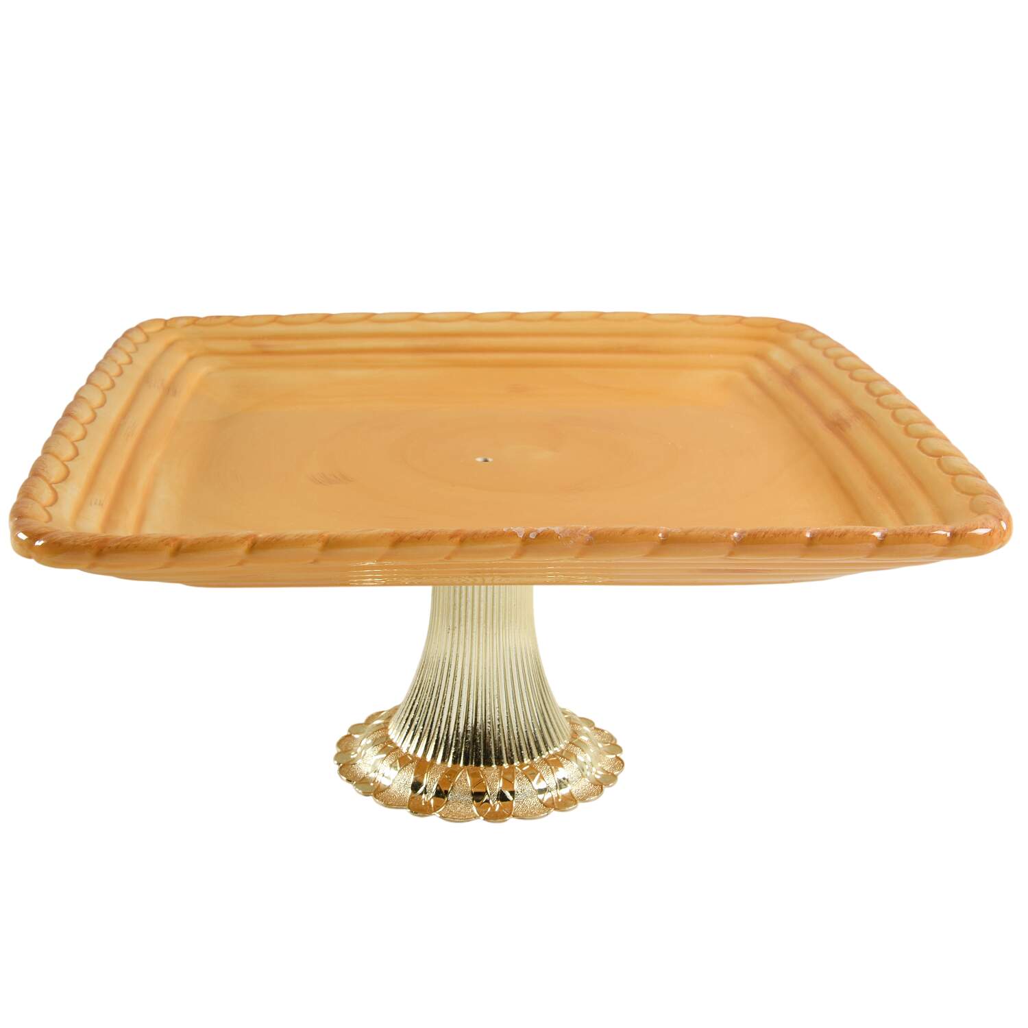 Tuscan Countryside Yellow Cake Stand with 4"-5" Metal Pedestal  Hc by Artimino-1