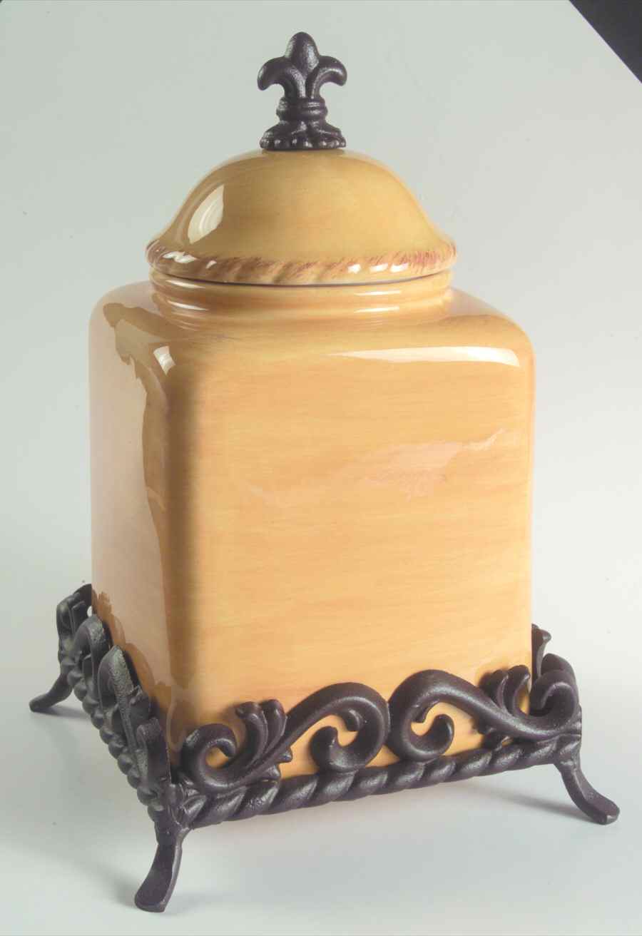 Tuscan Countryside Yellow Large Canister W/Metal Base by Artimino-1