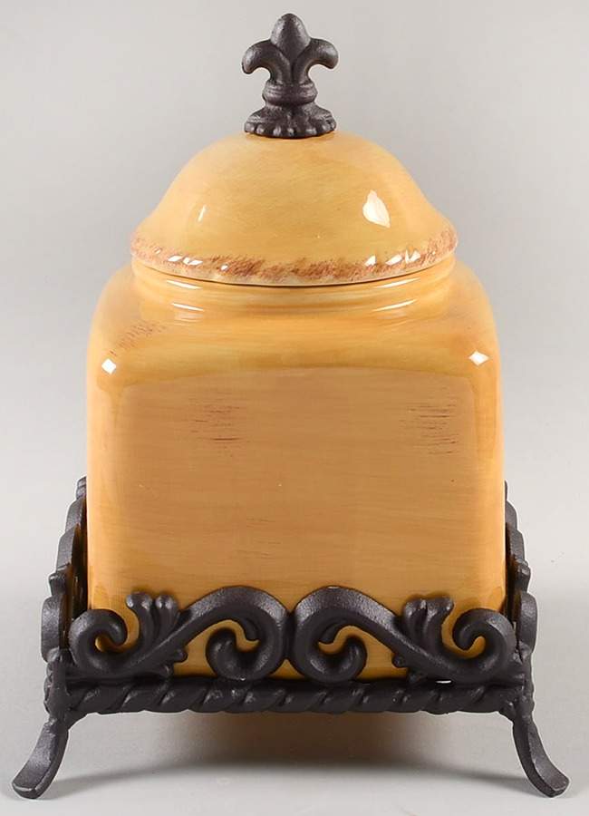 Tuscan Countryside Yellow Small Canister with Metal Base by Artimino-1
