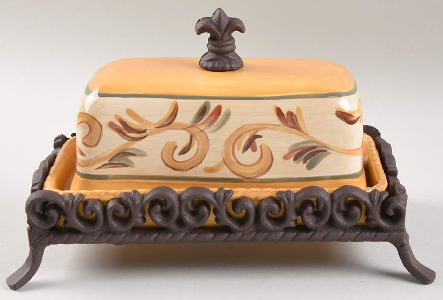 Sienna 1/4 Lb Covered Butter & Metal Stand by Artimino-1