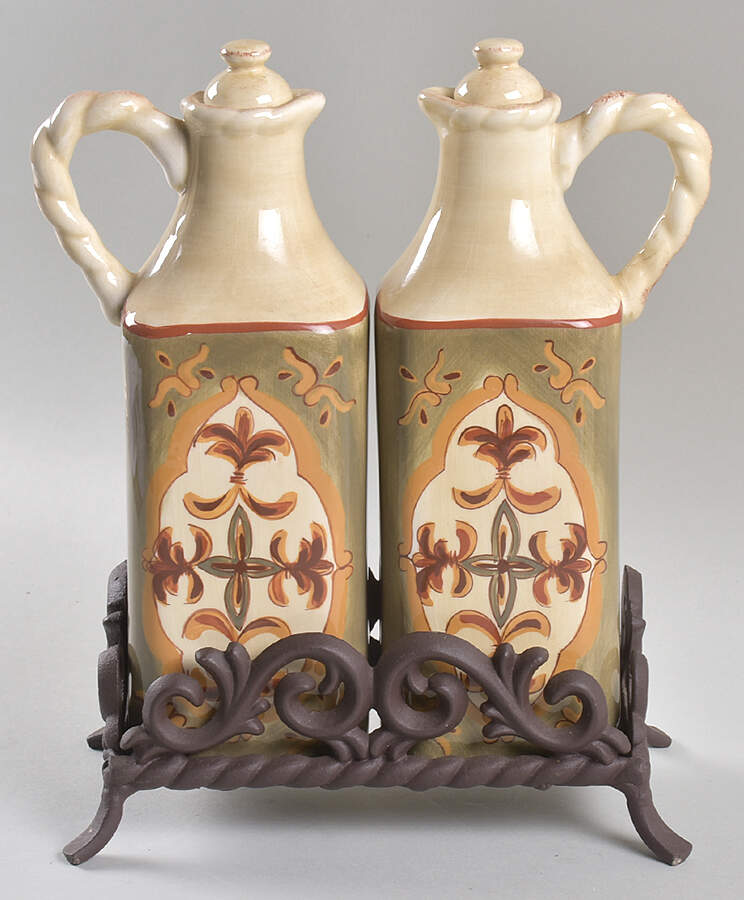 Sienna Vinegar and Oil Set with Metalstand by Artimino-1