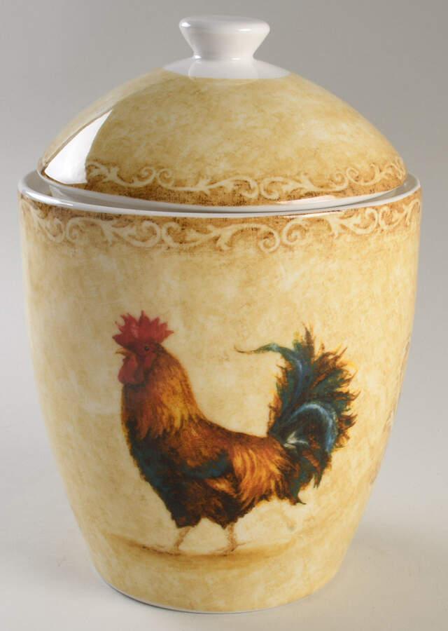 Rustic Roosters Large Canister & Lid by 222 Fifth (PTS)-1