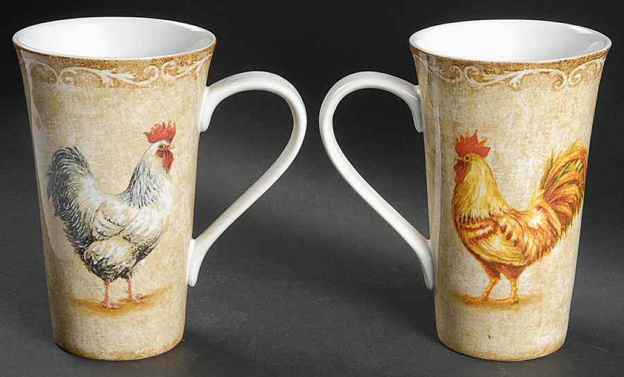 Rustic Roosters Latte Mug by 222 Fifth (PTS)-1