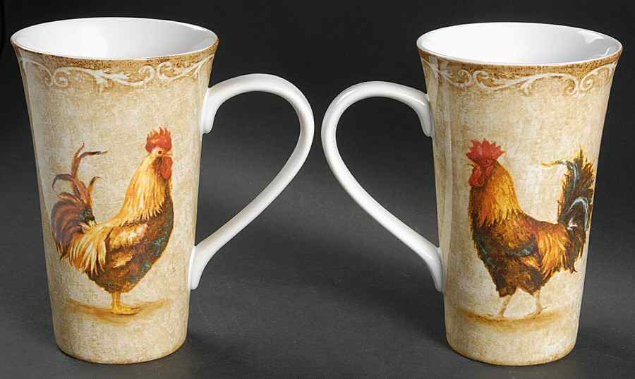 Rustic Roosters Latte Mug by 222 Fifth (PTS)-1