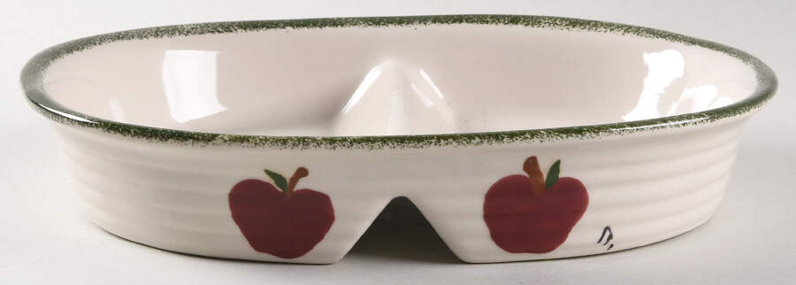 Apple Garden 10" Oval Divided Vegetable Bowl by Alco-1