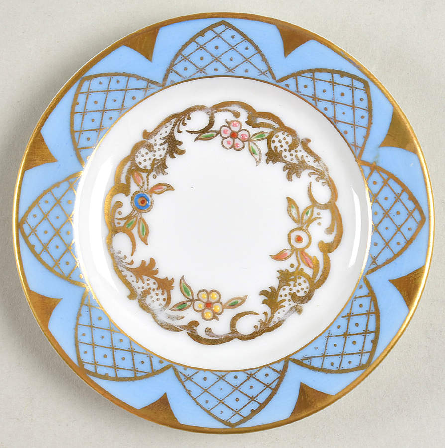 Floraine (Blue) Butter Pat by A & E Lewis (Germany)-1