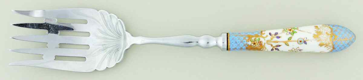 Floraine (Blue) Oversize Cold Meat Fork by A & E Lewis (Germany)-1