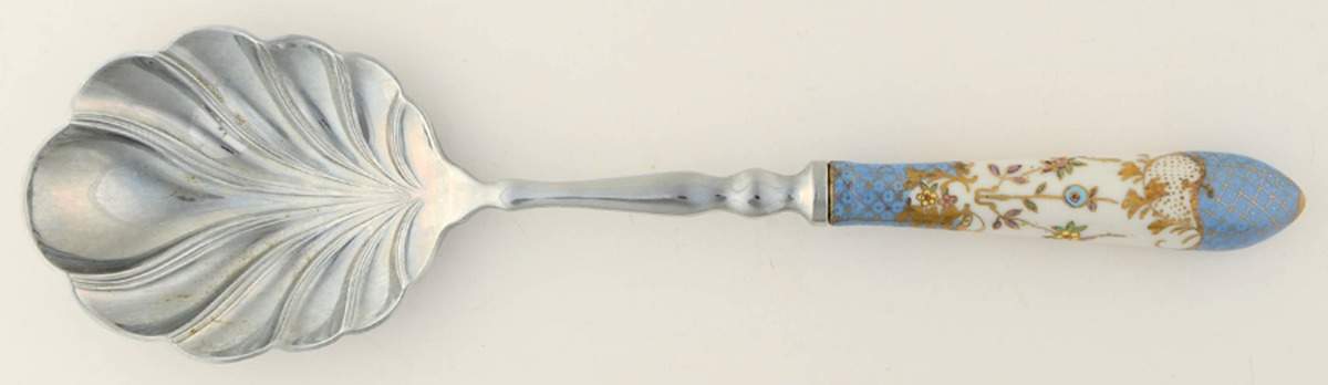 Floraine (Blue) Casserole Spoon with Stainless Bowl by A & E Lewis (Germany)-1