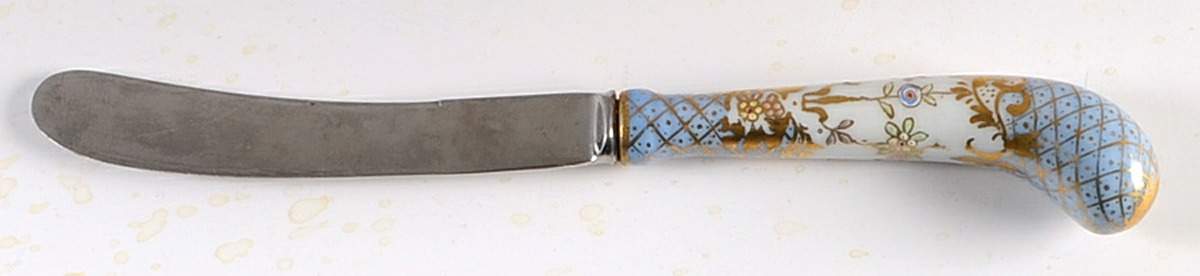 Floraine (Blue) Hollow Handle Master Butter Knife by A & E Lewis (Germany)-1