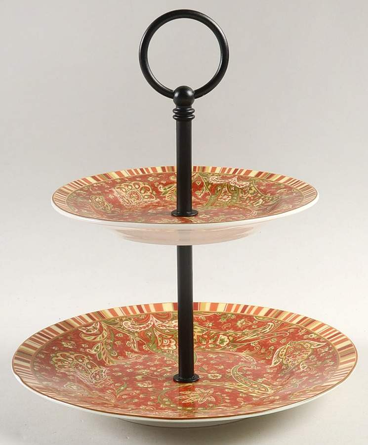 Maharana 2-Tiered Serving Tray (Salad & Bread/Butter Plate) by 222 Fifth (PTS)-1
