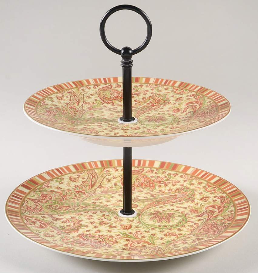 Maharana 2 Tiered Serving Tray (Dinner & Salad Plate) by 222 Fifth (PTS)-1