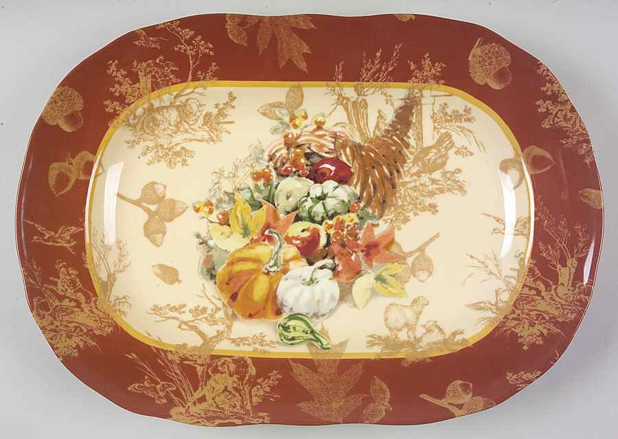 Harvest 14" Oval Serving Platter by 222 Fifth (PTS)-1
