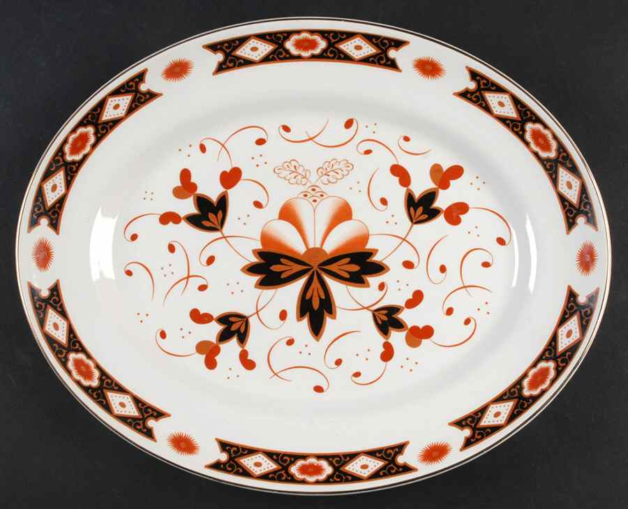 Kildare (Gold Trim, No Verge) 13" Oval Serving Platter by Arklow-1