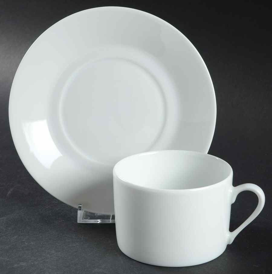 Tuileries-All White Flat Cup & Saucer Set by Apilco-1