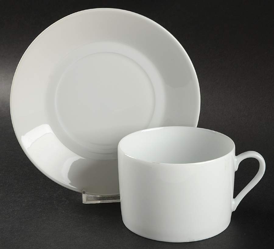 Tuileries-All White Flat Cup & Saucer Set by Apilco-1