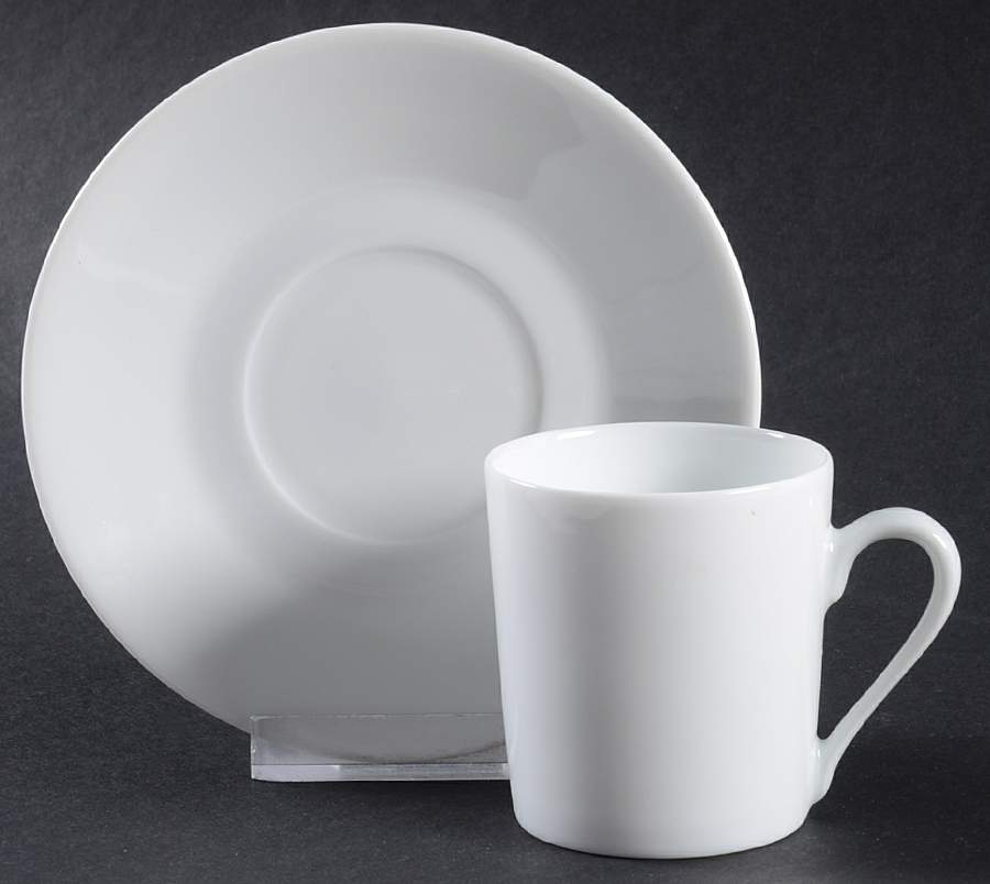 Tuileries-All White Flat Demitasse Cup & Saucer Set by Apilco-1