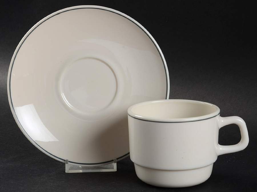 AOW7 Flat Cup & Saucer Set by Arcoroc-1