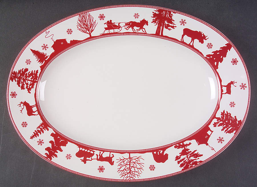 Adirondack Red 14" Oval Serving Platter by 222 Fifth (PTS)-1