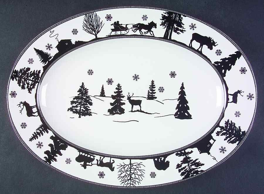 Adirondack Black 14" Oval Serving Platter by 222 Fifth (PTS)-1