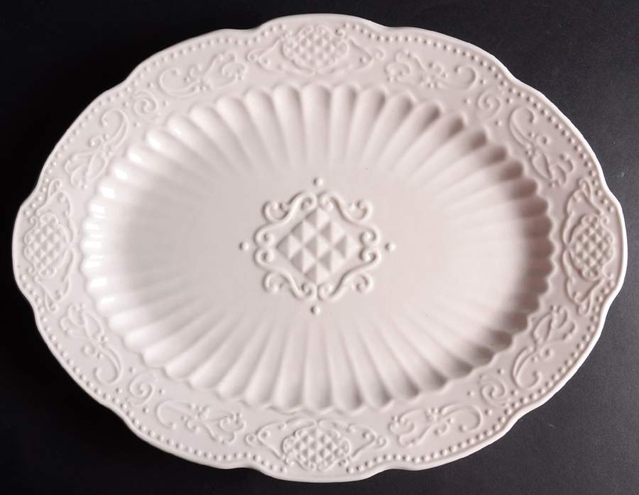 Empress White 16" Oval Serving Platter by American Atelier-1