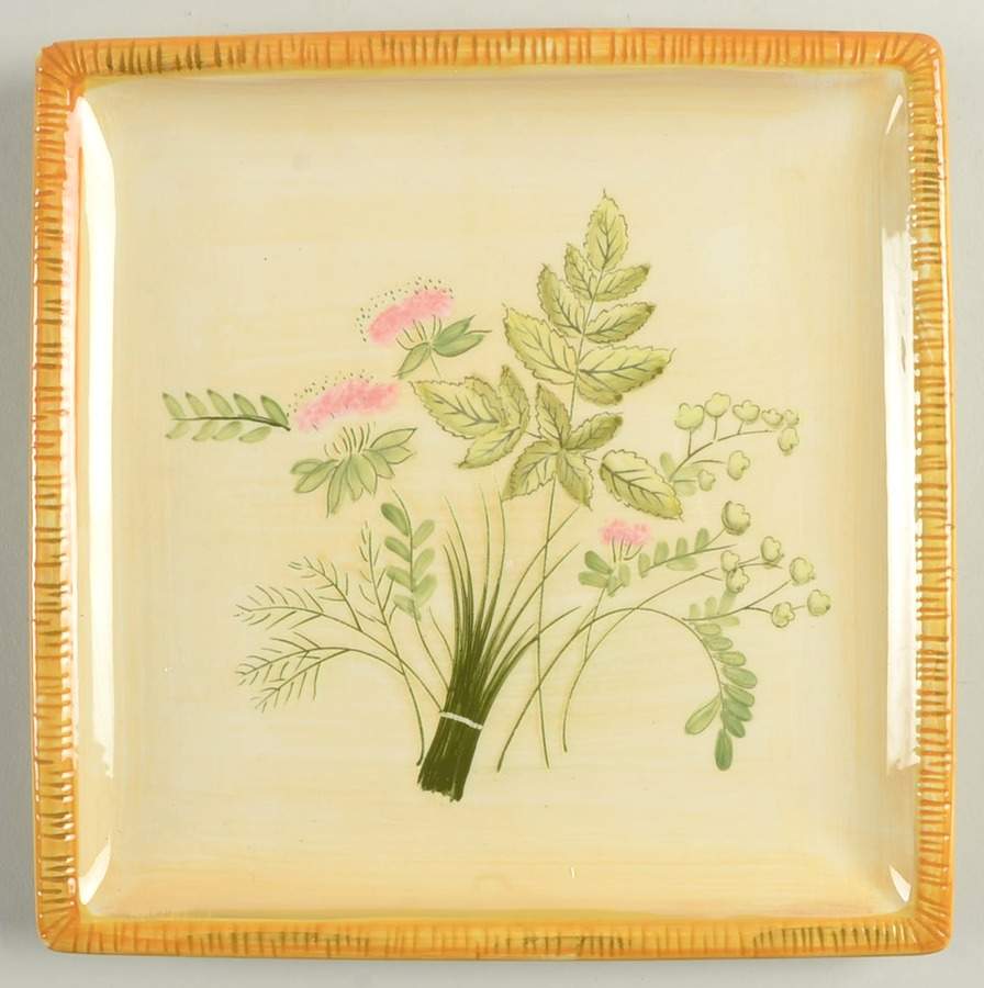 Herbal Square Dessert Plate by American Atelier-1