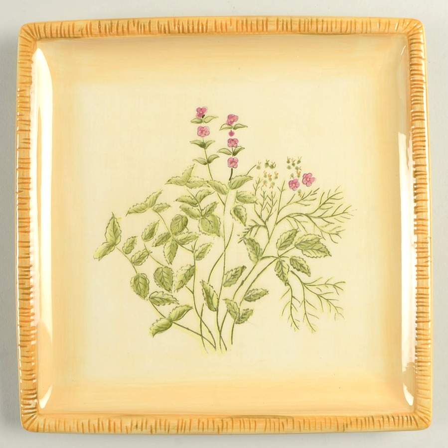 Herbal Square Dessert Plate by American Atelier-1