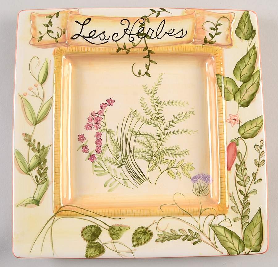 Herbal Square Dinner Plate by American Atelier-1