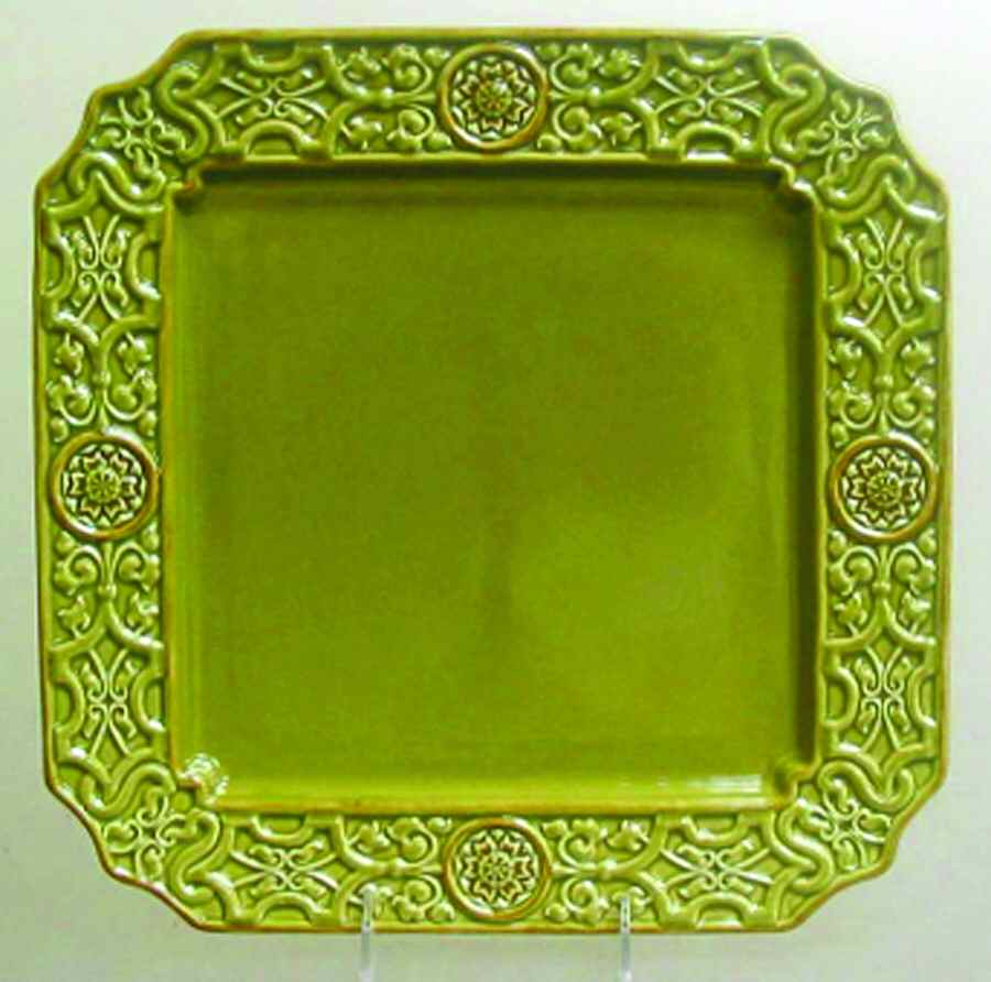 Medallion Avocado 13" Square Serving Platter by American Atelier-1