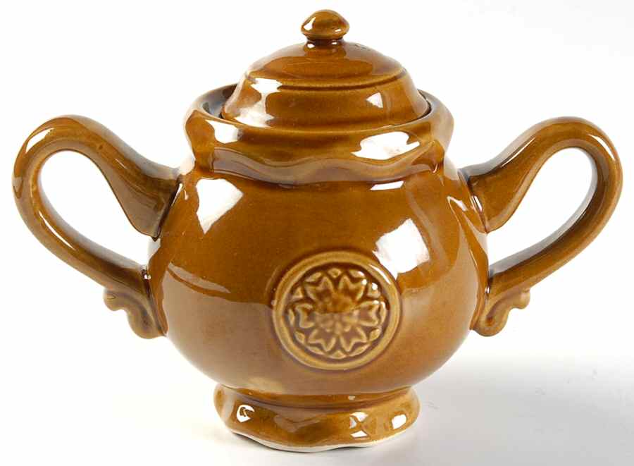 Medallion Amber Sugar Bowl & Lid by American Atelier-1