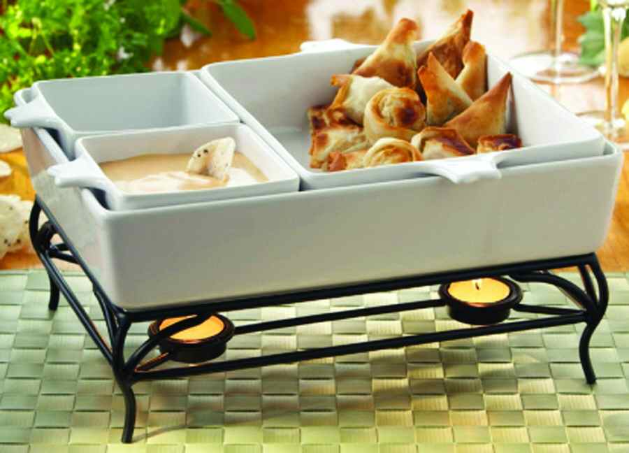 You're Invited 5p Hors d'Oeuvres Set W/Metal Stand by American Atelier-1