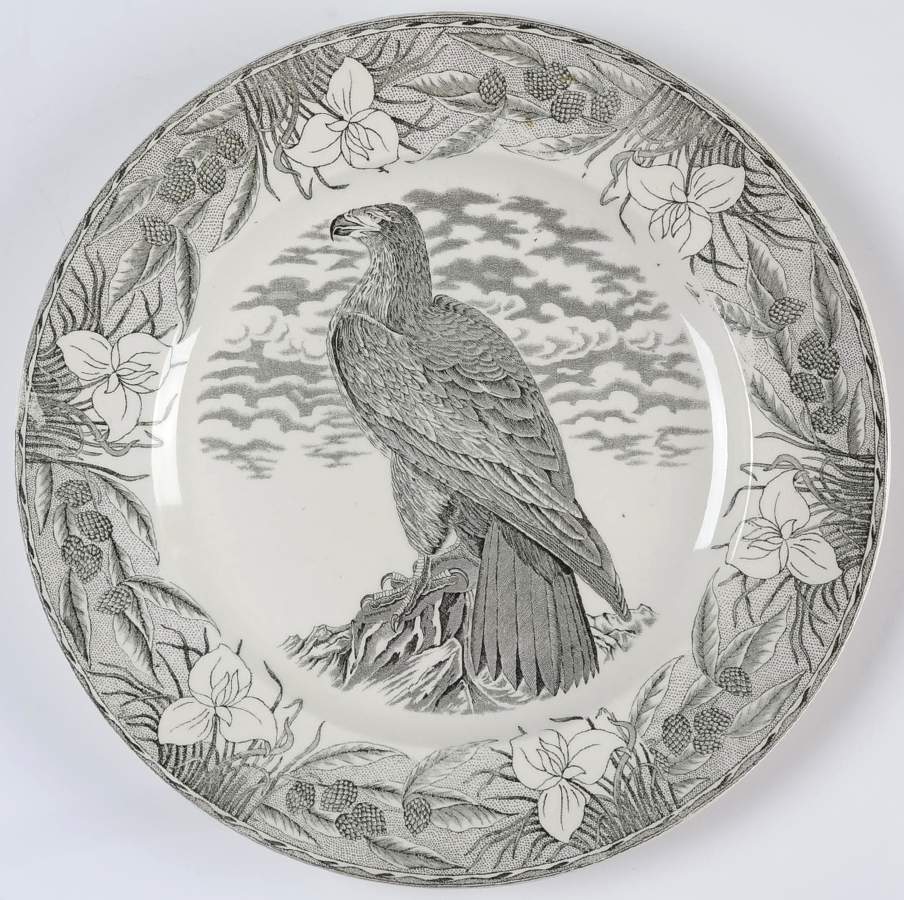 Birds of America Black Dinner Plate by Adams China-1