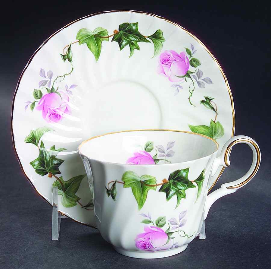 Rose & Ivy Flat Cup & Saucer Set by Allyn Nelson-1