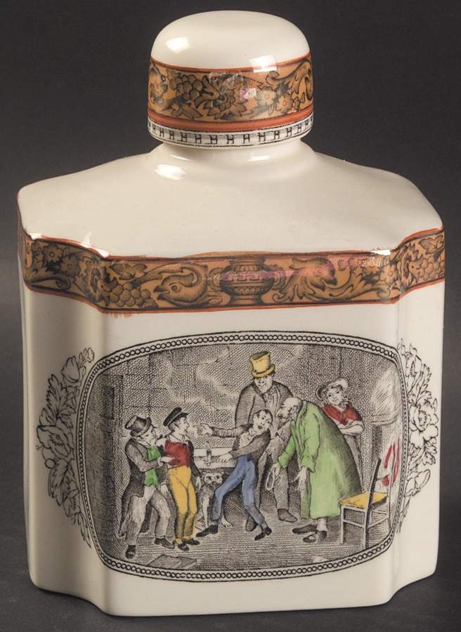 Dickens Orange (New Back Stamp) Tea Caddy & Lid by Adams China-1