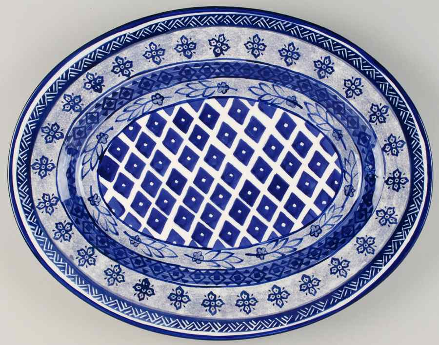 Azure 18" Oval Serving Platter by Ambiance-1
