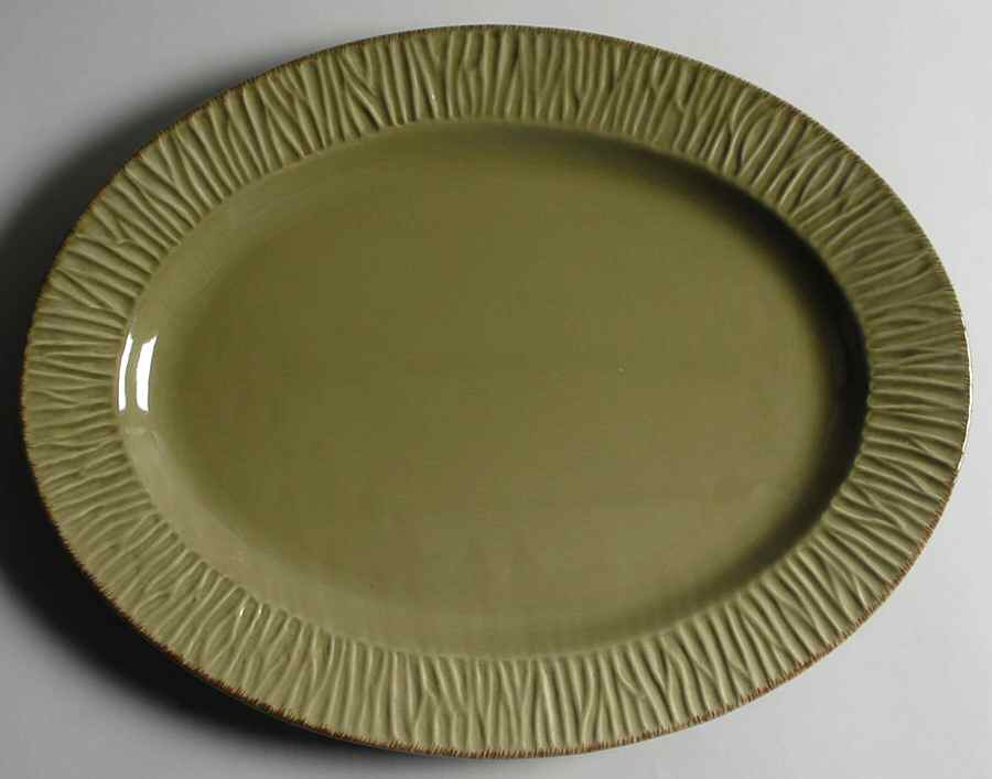 Palette Moss (Green) 17" Oval Serving Platter by Ambiance-1