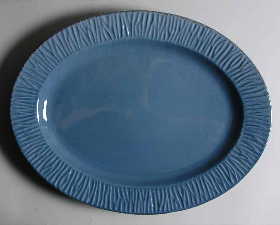 Palette Denim (Blue) 17" Oval Serving Platter by Ambiance-1