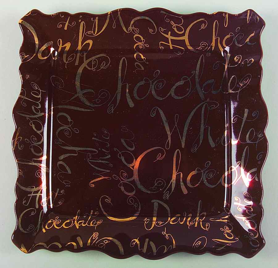 Chocolate Script Square Dessert Plate by Ambiance-1