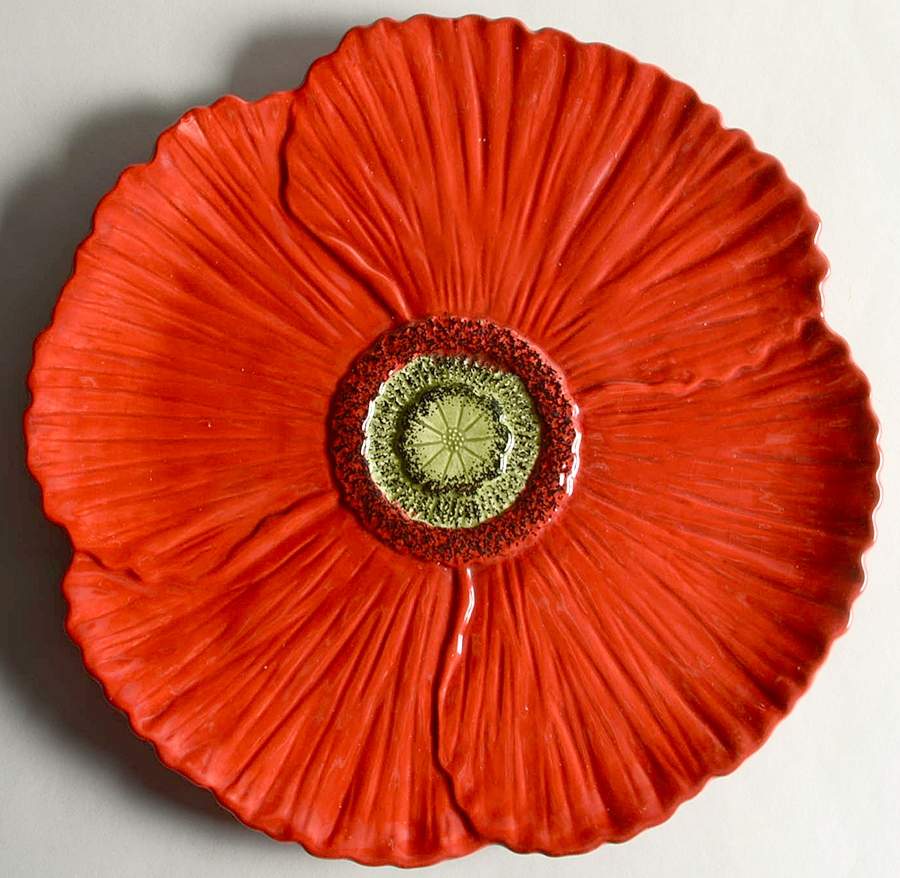 Fleur Rouge Figural (Red) Chip Bowl/Plate for Chip & Dip Set by Ambiance-1